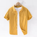Camisa Masculina Manga Curta Relaxe amarelo