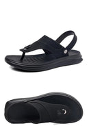 Chinelos masculinos de couro genuíno, sapatos casuais ao ar livre, sandálias romanas de praia, verão