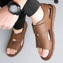 Sandálias masculinas britânicas de verão, clássico, negócios, estilo retrô, cavalheiro, escritório diário, lazer, turismo, caminhada, sapatos de couro