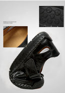 Sandálias de couro masculinas antiderrapantes sapatos planos sandálias de caminhada praia sandália romana moda macia tênis masculinos verão ao ar livre