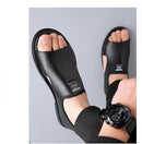 Sandálias de couro confortáveis masculinas, chinelos de praia casuais, sandálias antiderrapantes ao ar livre, estilista, verão, 2024, 2023