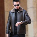 Jaqueta Masculina de Couro Genuíno Forrada em Lã Especial Mility