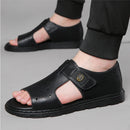 Homens de couro genuíno sandálias romanas luxo dedo do pé aberto plana sapatos casuais masculino comfor macio sapatos de praia designer de moda sandalias