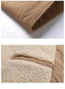 Jaqueta de veludo single breasted masculina, corta-vento térmico, parka quente, jaquetas de lã, casacos grossos, outwear masculino, moda, inverno