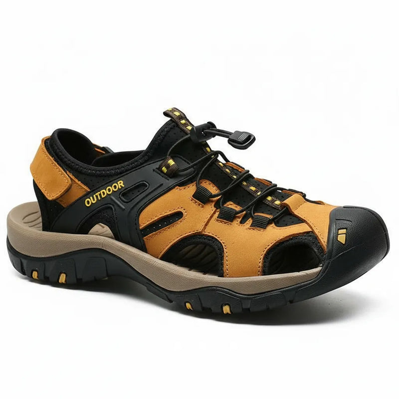 Sandália Masculina em Couro Gladiador Antiderrapante