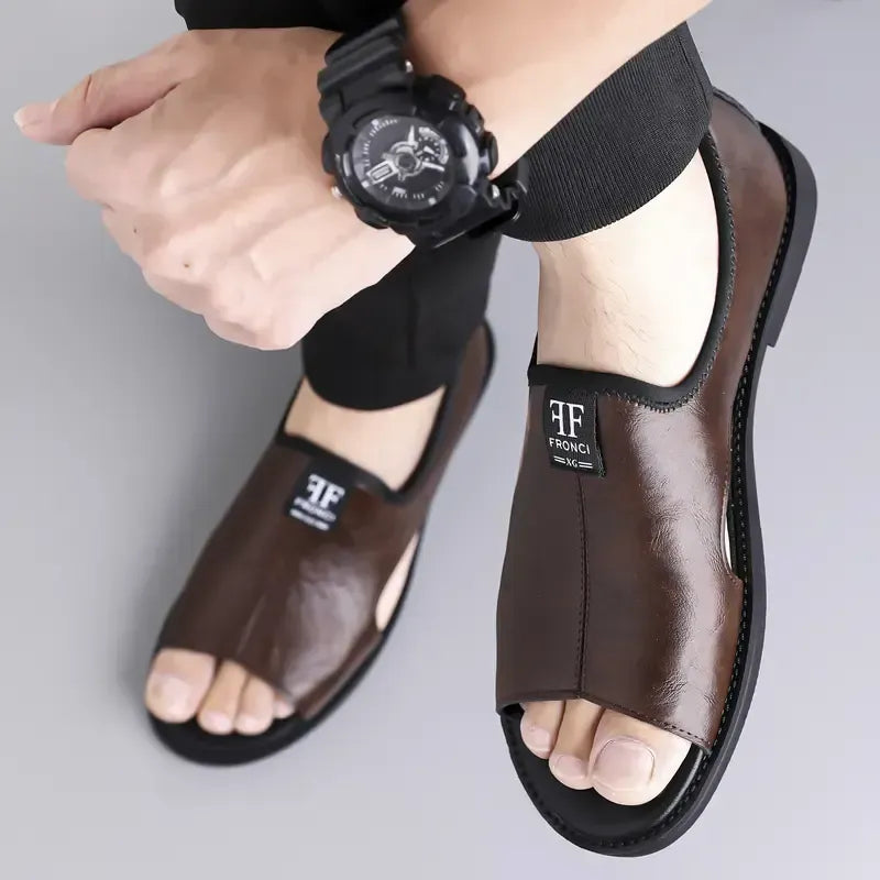 Sandália Masculina de Couro Antiderrapante Veron