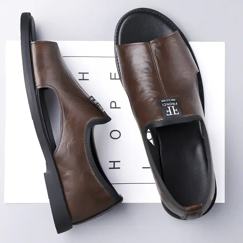Sandália Masculina de Couro Antiderrapante Veron