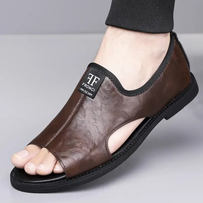 Sandália Masculina de Couro Antiderrapante Veron