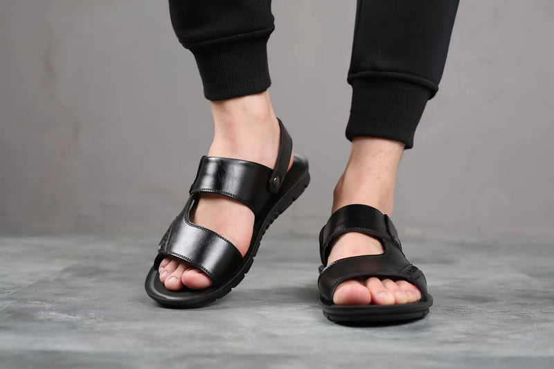 Sandália Masculina em Couro Clássica Max Confort