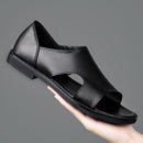 Sandálias de couro genuíno respiráveis para homens, sapatos de negócios leves, flats casuais, tendência da moda verão