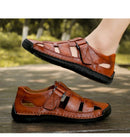 Sandálias de couro masculinas antiderrapantes sapatos planos sandálias de caminhada praia sandália romana moda macia tênis masculinos verão ao ar livre