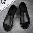 Sandálias de couro genuíno respiráveis para homens, sapatos de negócios leves, flats casuais, tendência da moda verão
