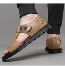 Homens de couro genuíno sandálias romanas luxo dedo do pé aberto plana sapatos casuais masculino comfor macio sapatos de praia designer de moda sandalias