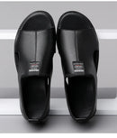 Sandálias de couro confortáveis masculinas, chinelos de praia casuais, sandálias antiderrapantes ao ar livre, estilista, verão, 2024, 2023