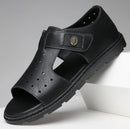 Homens de couro genuíno sandálias romanas luxo dedo do pé aberto plana sapatos casuais masculino comfor macio sapatos de praia designer de moda sandalias