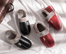 Chinelos impermeáveis de couro PU masculino e feminino, sapato interior quente, confortável sapatos baixos de algodão, inverno, casal, moda, novo, 2023