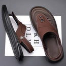 Chinelos masculinos de couro genuíno, sapatos casuais ao ar livre, sandálias romanas de praia, verão