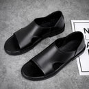 Sandálias de couro genuíno respiráveis para homens, sapatos de negócios leves, flats casuais, tendência da moda verão