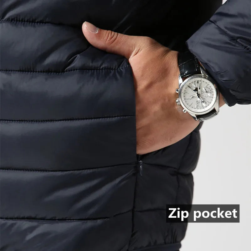 Jaqueta Puffer Masculina com Capuz Compactável