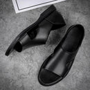 Sandálias de couro genuíno respiráveis para homens, sapatos de negócios leves, flats casuais, tendência da moda verão