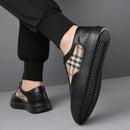 Tênis Masculino Xadrez em Couro Francês