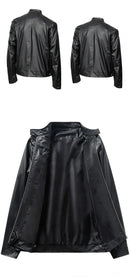 Jaqueta Masculina em Couro Gola Mandarim American