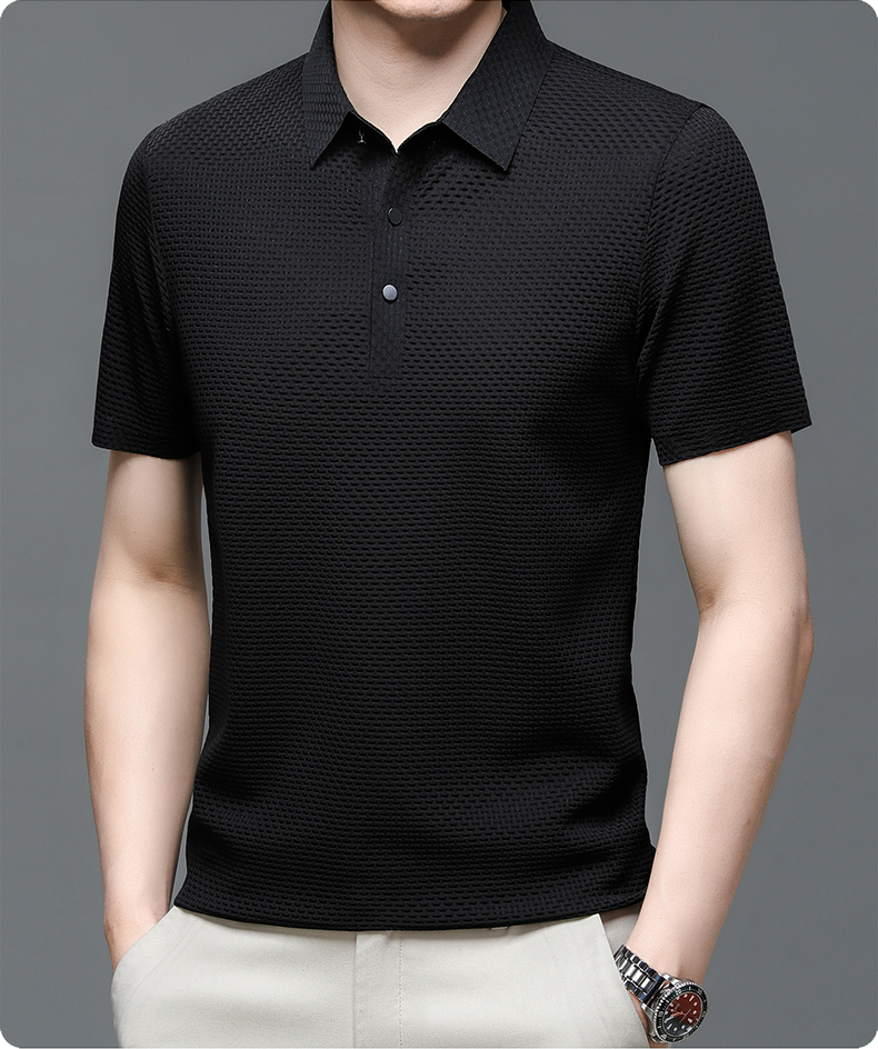 Camisa Masculina de Seda Polo Essencial  preto