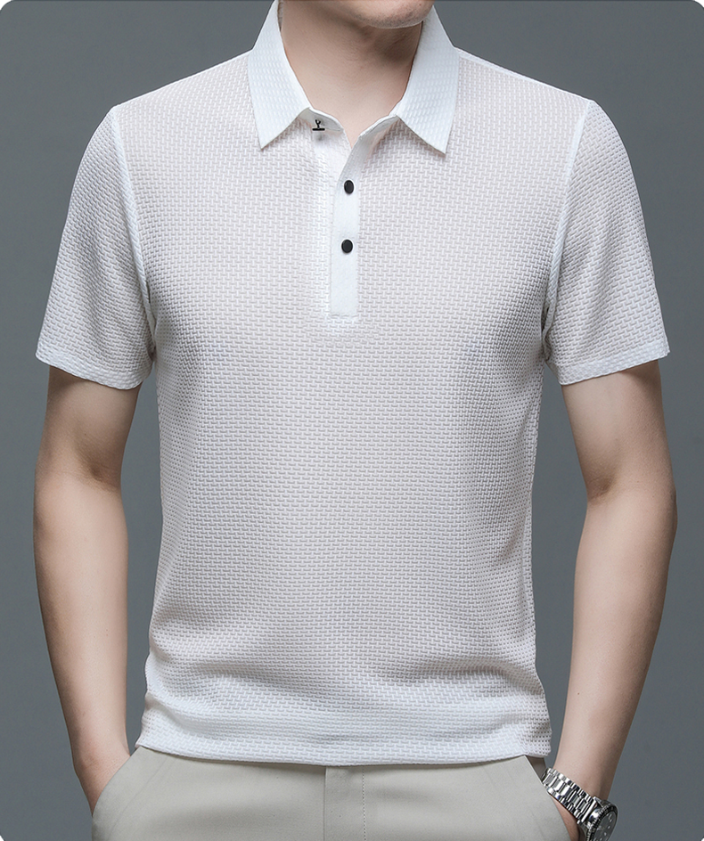 Camisa Masculina de Seda Polo Essencial  branco