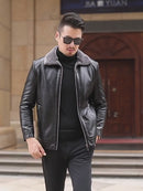 Jaqueta Masculina de Couro Genuíno Forrada em Lã Especial Mility