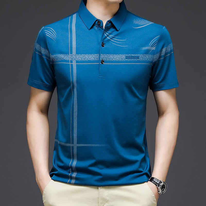 Camisa Polo Masculina  azul claro Elegance