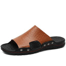 Chinelo em Couro Genuíno Masculino - Rustic Slide - Divello