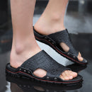 Chinelo em Couro Genuíno Masculino - Rustic Slide - Divello